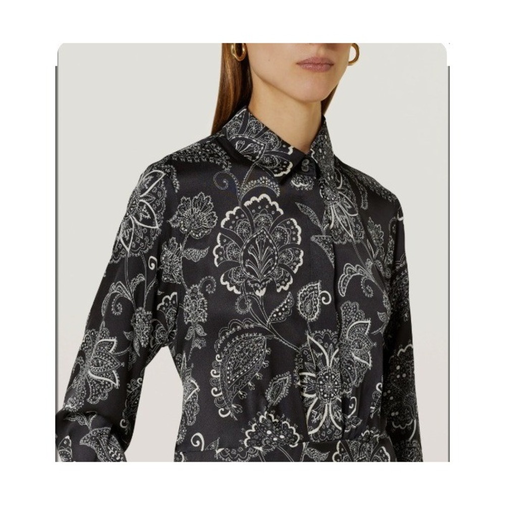 Robert Friedman Black & White Paisley Viscose Blouse –‎ Size S